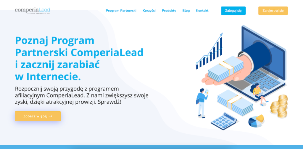 Główna strona programu partnerskiego ComperiaLead opinie jak zarabiać